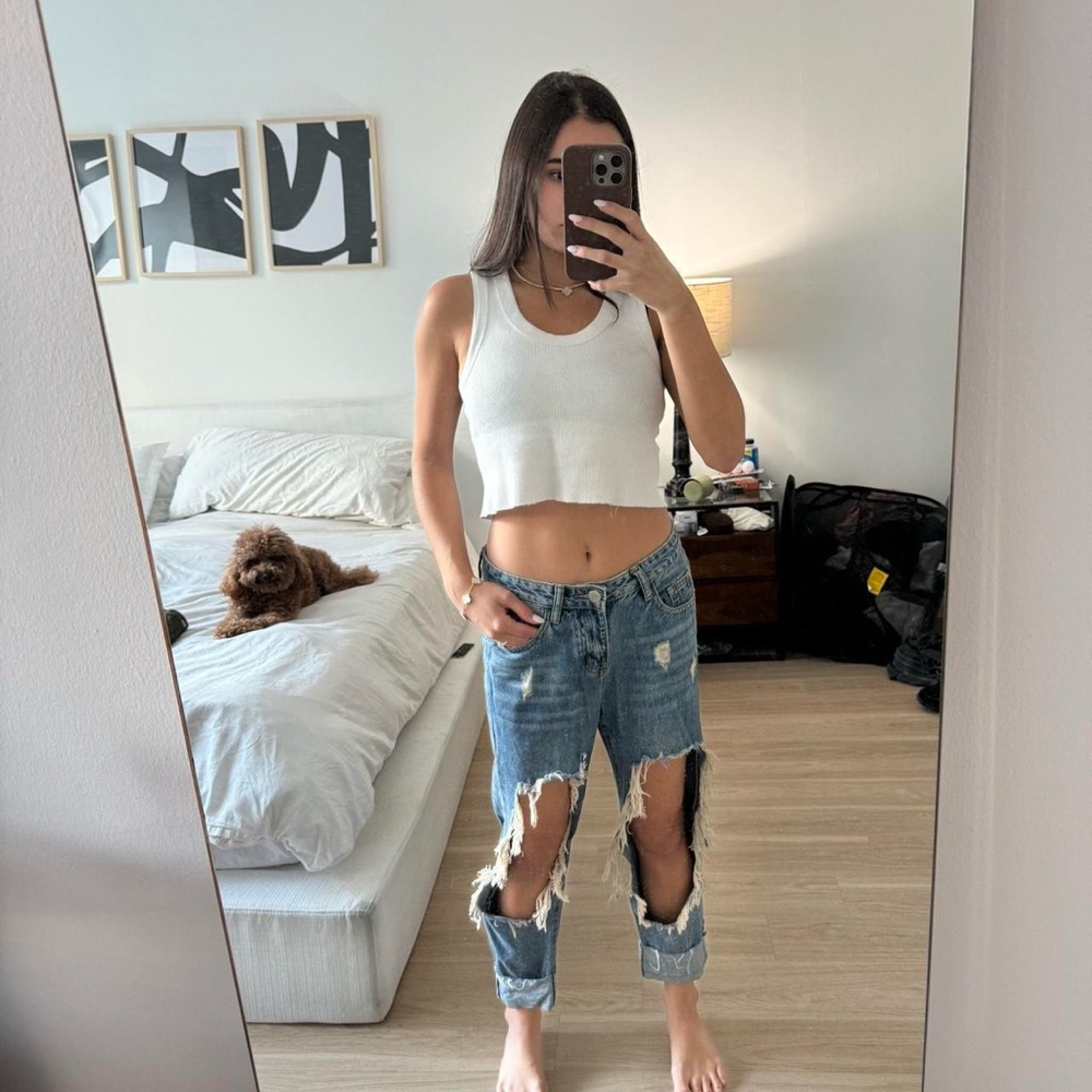 Adika Denim Ripped Boyfriend Jeans size small